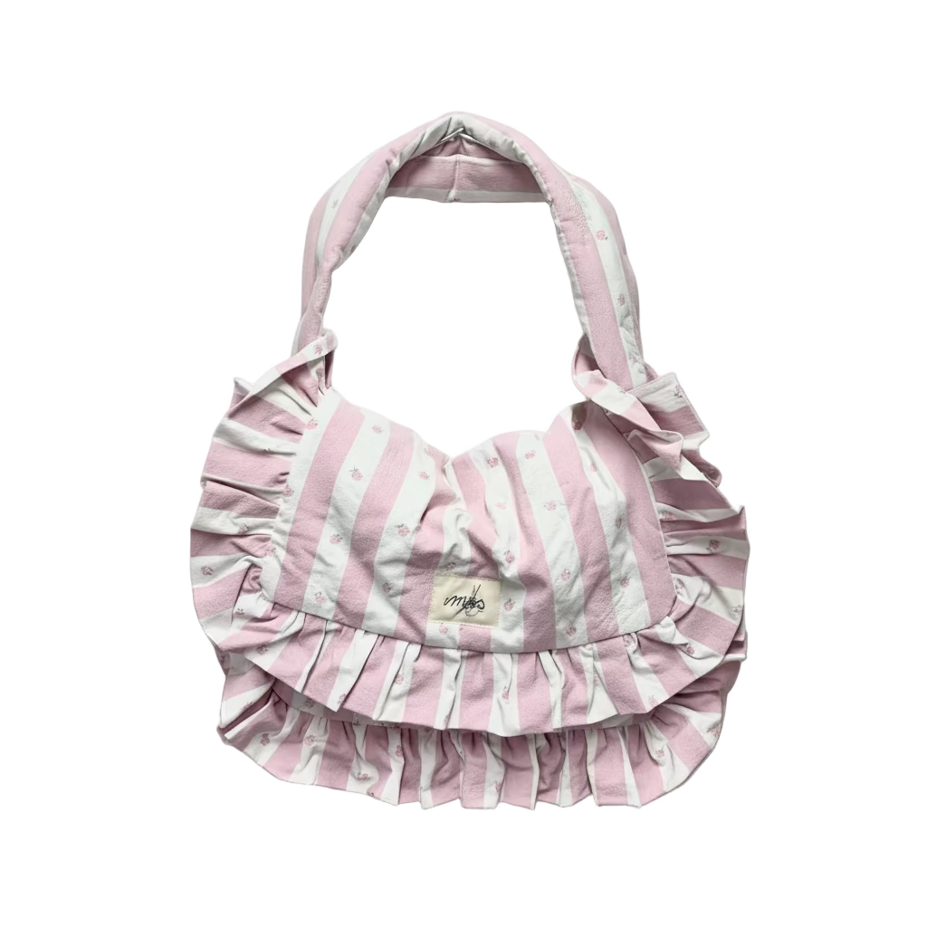 GRAND SAC A VOLANTS ROSE RAYURES